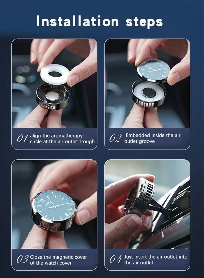 3-Scent Car Aromatherapy Diffuser with LED Clock - Vent Clip Air Freshener Kit,Decorative Fragrance System with Replaceable Slices for Car Interior - view 4